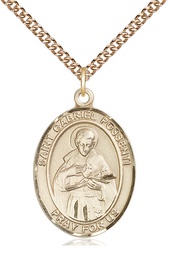 [7279GF/24GF] 14kt Gold Filled Saint Gabriel Possenti Pendant on a 24 inch Gold Filled Heavy Curb chain