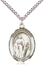 [7280SS/24SS] Sterling Silver Saint Susanna Pendant on a 24 inch Sterling Silver Heavy Curb chain