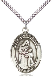 [7281SS/24SS] Sterling Silver Blessed Caroline Gerhardinger Pendant on a 24 inch Sterling Silver Heavy Curb chain