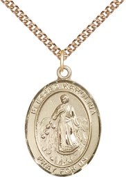 [7283GF/24GF] 14kt Gold Filled Blessed Karolina Kozkowna Pendant on a 24 inch Gold Filled Heavy Curb chain