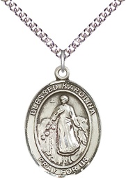 [7283SS/24SS] Sterling Silver Blessed Karolina Kozkowna Pendant on a 24 inch Sterling Silver Heavy Curb chain