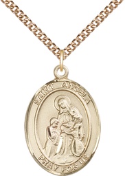 [7284GF/24GF] 14kt Gold Filled Saint Angela Merici Pendant on a 24 inch Gold Filled Heavy Curb chain