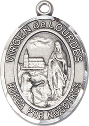 [7288SPSS] Sterling Silver Virgen de Lourdes Medal