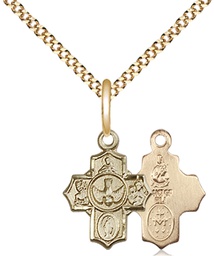 [3190GF/18G] 14kt Gold Filled 5-Way Pendant on a 18 inch Gold Plate Light Curb chain