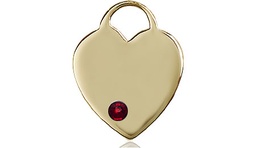 [3200GF-STN1] 14kt Gold Filled Heart Medal with a 3mm Garnet Swarovski stone