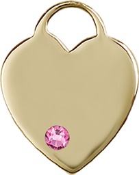 [3200GF-STN10] 14kt Gold Filled Heart Medal with a 3mm Rose Swarovski stone