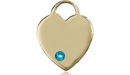 [3200GF-STN12] 14kt Gold Filled Heart Medal with a 3mm Zircon Swarovski stone