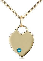 [3200GF-STN12/18G] 14kt Gold Filled Heart Pendant with a 3mm Zircon Swarovski stone on a 18 inch Gold Plate Light Curb chain