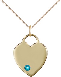 [3200GF-STN12/18GF] 14kt Gold Filled Heart Pendant with a 3mm Zircon Swarovski stone on a 18 inch Gold Filled Light Curb chain