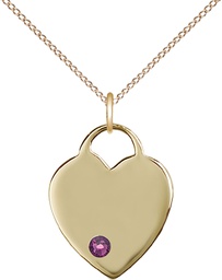[3200GF-STN2/18GF] 14kt Gold Filled Heart Pendant with a 3mm Amethyst Swarovski stone on a 18 inch Gold Filled Light Curb chain