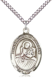 [7297SS/24SS] Sterling Silver Saint Lidwina of Schiedam Pendant on a 24 inch Sterling Silver Heavy Curb chain
