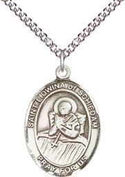 [7297SS/24SS] Sterling Silver Saint Lidwina of Schiedam Pendant on a 24 inch Sterling Silver Heavy Curb chain