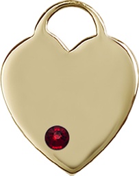 [3200KT-STN1] 14kt Gold Heart Medal with a 3mm Garnet Swarovski stone