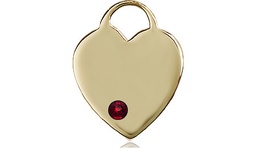 [3200KT-STN1] 14kt Gold Heart Medal with a 3mm Garnet Swarovski stone