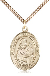 [7299GF/24GF] 14kt Gold Filled Our Lady of Prompt Succor Pendant on a 24 inch Gold Filled Heavy Curb chain