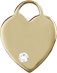 [3200KT-STN4] 14kt Gold Heart Medal with a 3mm Crystal Swarovski stone