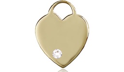 [3200KT-STN4] 14kt Gold Heart Medal with a 3mm Crystal Swarovski stone