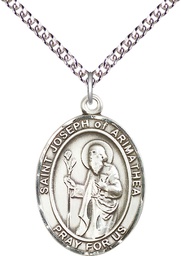 [7300SS/24SS] Sterling Silver Saint Joseph of Arimathea Pendant on a 24 inch Sterling Silver Heavy Curb chain