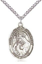 [7301SS/24SS] Sterling Silver Saint Margaret of Cortona Pendant on a 24 inch Sterling Silver Heavy Curb chain