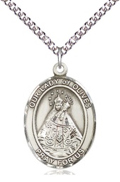 [7303SS/24SS] Sterling Silver Our Lady of Olives Pendant on a 24 inch Sterling Silver Heavy Curb chain