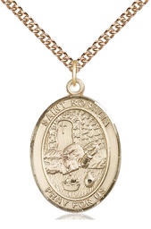 [7309GF/24GF] 14kt Gold Filled Saint Rosalia Pendant on a 24 inch Gold Filled Heavy Curb chain