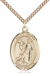[7310GF/24GF] 14kt Gold Filled Saint Roch Pendant on a 24 inch Gold Filled Heavy Curb chain