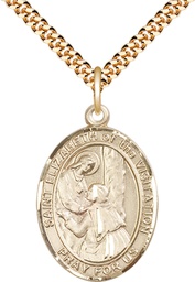 [7311GF/24G] 14kt Gold Filled Saint Elizabeth of the Visitation Pendant on a 24 inch Gold Plate Heavy Curb chain