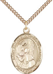 [7311GF/24GF] 14kt Gold Filled Saint Elizabeth of the Visitation Pendant on a 24 inch Gold Filled Heavy Curb chain