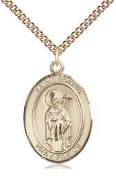 [7315GF/24GF] 14kt Gold Filled Saint Ronan Pendant on a 24 inch Gold Filled Heavy Curb chain