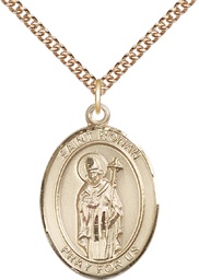 [7315GF/24GF] 14kt Gold Filled Saint Ronan Pendant on a 24 inch Gold Filled Heavy Curb chain