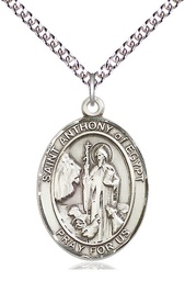 [7317SS/24SS] Sterling Silver Saint Anthony of Egypt Pendant on a 24 inch Sterling Silver Heavy Curb chain