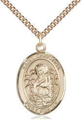 [7320GF/24GF] 14kt Gold Filled Saint Christina the Astonishing Pendant on a 24 inch Gold Filled Heavy Curb chain
