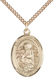 [7320GF/24GF] 14kt Gold Filled Saint Christina the Astonishing Pendant on a 24 inch Gold Filled Heavy Curb chain