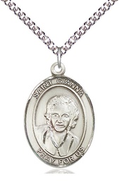 [7322SS/24SS] Sterling Silver Saint Gianna Pendant on a 24 inch Sterling Silver Heavy Curb chain