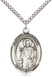 [7323SS/24SS] Sterling Silver Saint Wolfgang Pendant on a 24 inch Sterling Silver Heavy Curb chain
