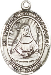 [7324SS] Sterling Silver Saint Edburga of Winchester Medal