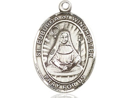 [7324SS] Sterling Silver Saint Edburga of Winchester Medal