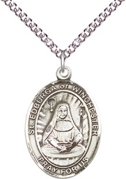 [7324SS/24SS] Sterling Silver Saint Edburga of Winchester Pendant on a 24 inch Sterling Silver Heavy Curb chain