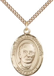 [7327GF/24GF] 14kt Gold Filled Saint Hannibal Pendant on a 24 inch Gold Filled Heavy Curb chain