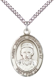 [7329SS/24SS] Sterling Silver Saint Joseph Freinademetz Pendant on a 24 inch Sterling Silver Heavy Curb chain