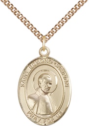 [7333GF/24GF] 14kt Gold Filled Saint Edmund Campion Pendant on a 24 inch Gold Filled Heavy Curb chain