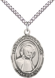 [7333SS/24SS] Sterling Silver Saint Edmund Campion Pendant on a 24 inch Sterling Silver Heavy Curb chain