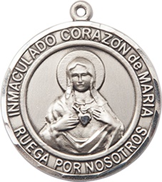 [7337RDSPSS] Sterling Silver Corazon Inmaculado de Maria Medal
