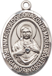 [7337SPSS] Sterling Silver Corazon Inmaculado de Maria Medal