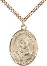 [7338GF/24GF] 14kt Gold Filled Saint Rafka Pendant on a 24 inch Gold Filled Heavy Curb chain