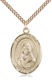 [7338GF/24GF] 14kt Gold Filled Saint Rafka Pendant on a 24 inch Gold Filled Heavy Curb chain