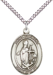 [7340SS/24SS] Sterling Silver Saint Clement Pendant on a 24 inch Sterling Silver Heavy Curb chain