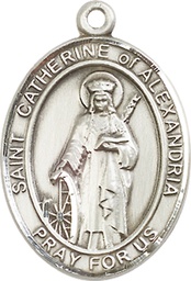 [7343SS] Sterling Silver Saint Catherine of Alexandria Medal