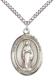 [7345SS/24SS] Sterling Silver Virgin of the Globe Pendant on a 24 inch Sterling Silver Heavy Curb chain