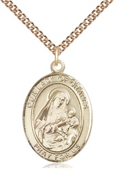 [7347GF/24GF] 14kt Gold Filled Our Lady of Grapes Pendant on a 24 inch Gold Filled Heavy Curb chain
